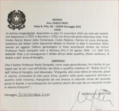 Certificazione notarile attestante la genalogia 