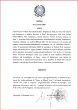 Certificazione Notarile attestante l'uso legale del Titolo Nobiliare di Conte di Silopoli e dell'Arma di Famiglia